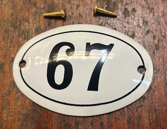 Classic Oval Enamel House Numbers (Aluminium) - 67