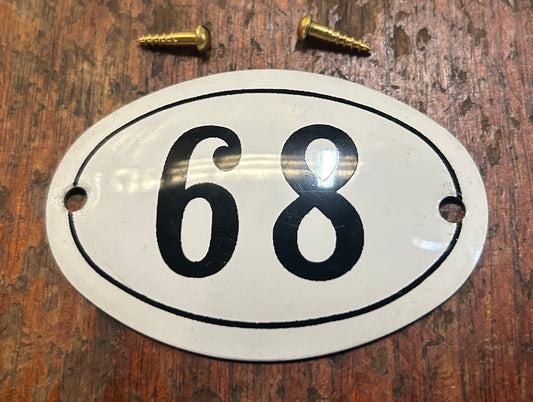 Classic Oval Enamel House Numbers (Aluminium) - 68