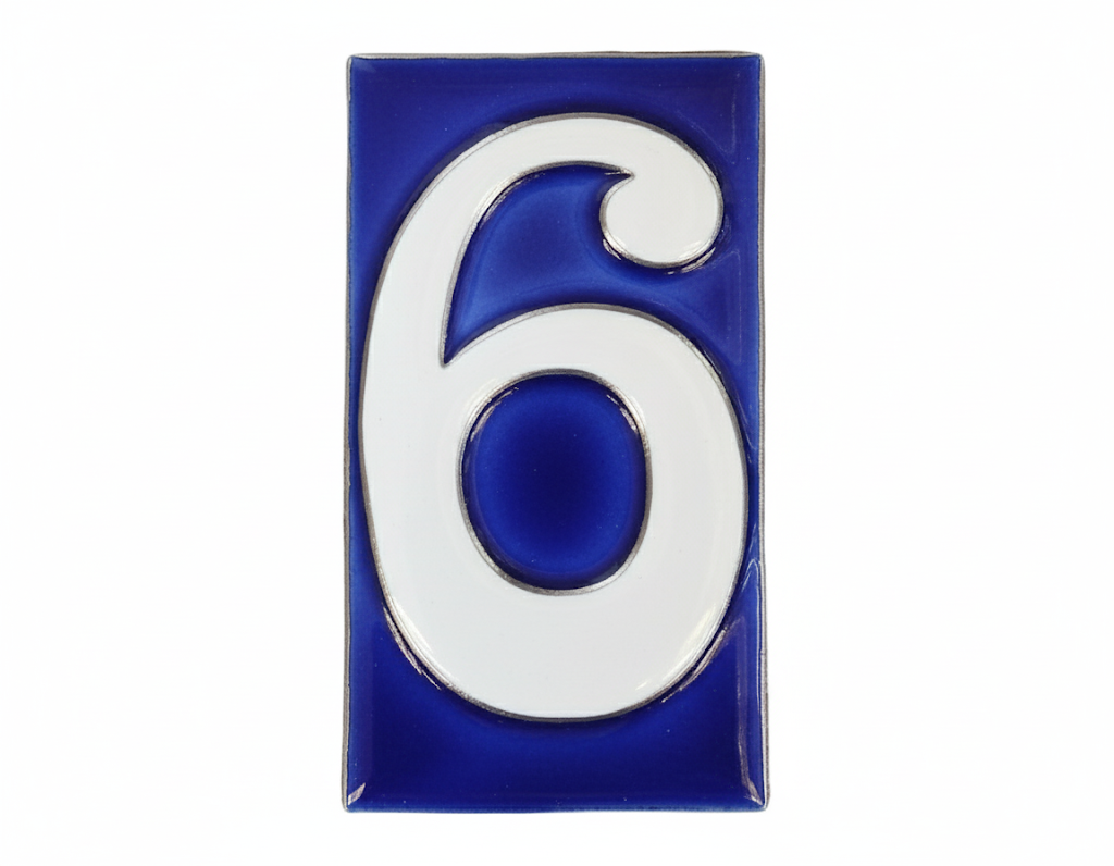 Number 6 - French Style Blue and White Numbers