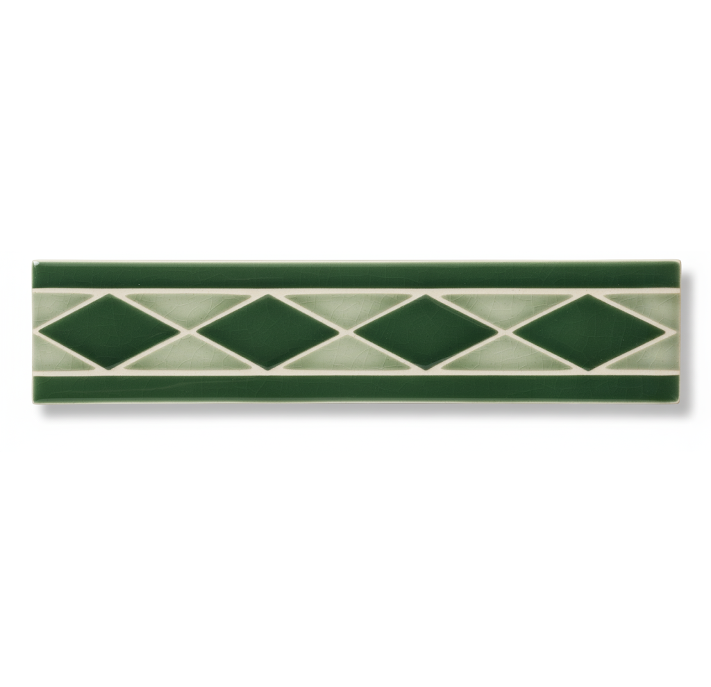 Trimed Tiles - Green Diamond on Light Green Background