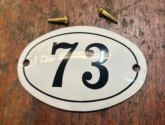 Classic Oval Enamel House Numbers (Aluminium) - 73