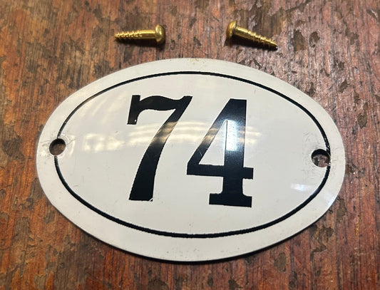 Classic Oval Enamel House Numbers (Aluminium) - 74