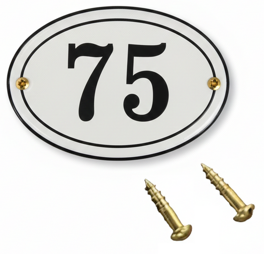 Classic Oval Enamel House Numbers (Aluminium) - 75