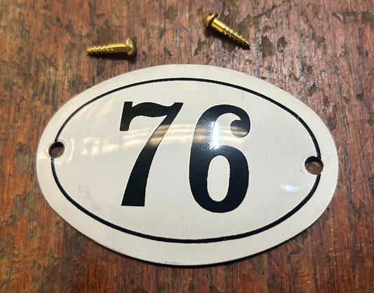 Classic Oval Enamel House Numbers (Aluminium) - 76