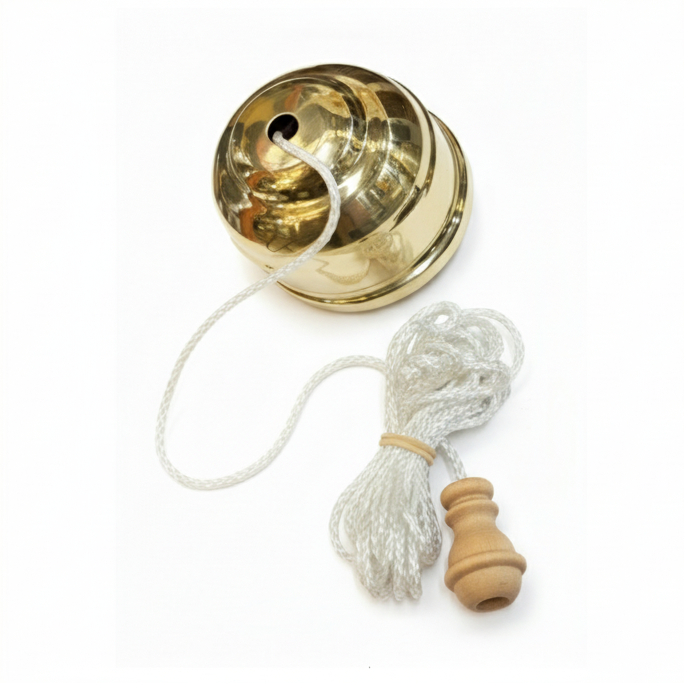 Brass Ceiling Pull Cord Switch with White Cord