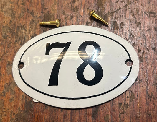 Classic Oval Enamel House Numbers (Aluminium) - 78