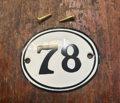 Classic Oval Enamel House Number (Steel) - 78