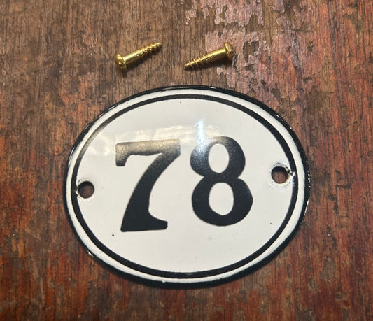 Classic Oval Enamel House Number (Steel) - 78