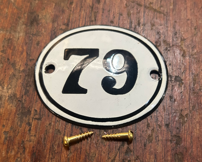 Classic Oval Enamel House Number (Steel) - 79
