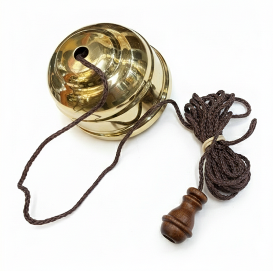 Vintage Brass Ceiling Pull Cord Switch with Brown Cord
