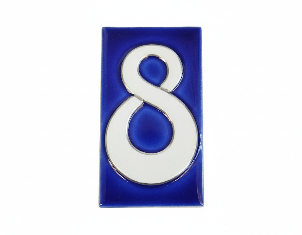 Number 8 - French Style Blue and White Numbers
