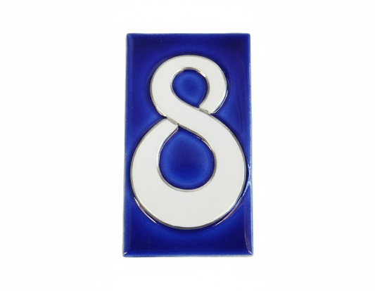 Number 8 - French Style Blue and White Numbers