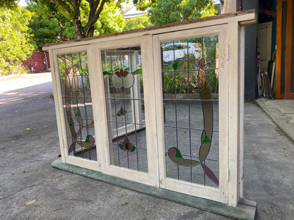 Pair of Triple Casement Leadlight Windows