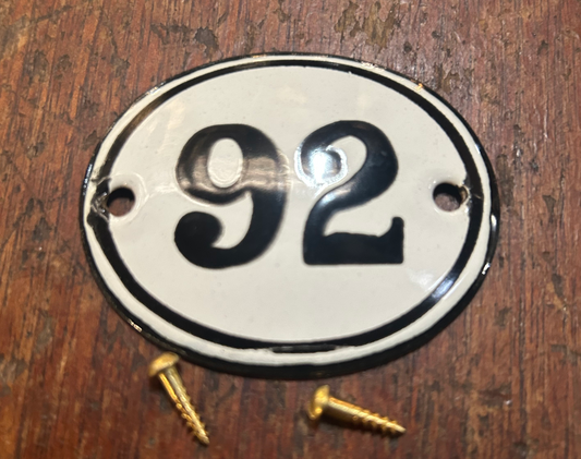 Classic Oval Enamel House Number (Steel) - 92