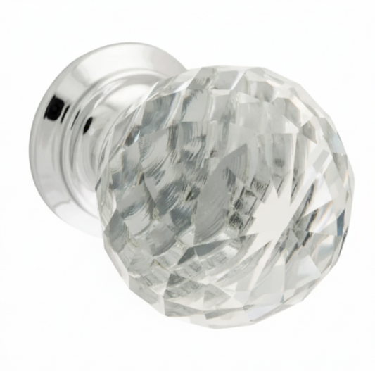 Clear Cut Diamond Cut Glass Cupboard Knob
