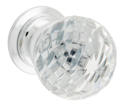 Clear Cut Diamond Cut Glass Cupboard Knob