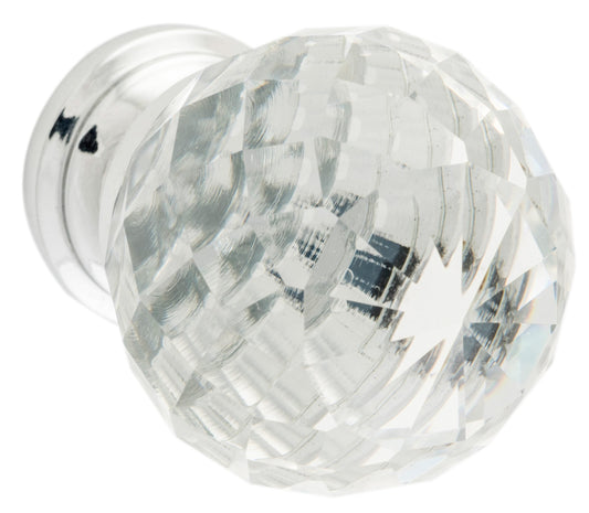 Clear Cut Diamond Cut Glass Cupboard Knob