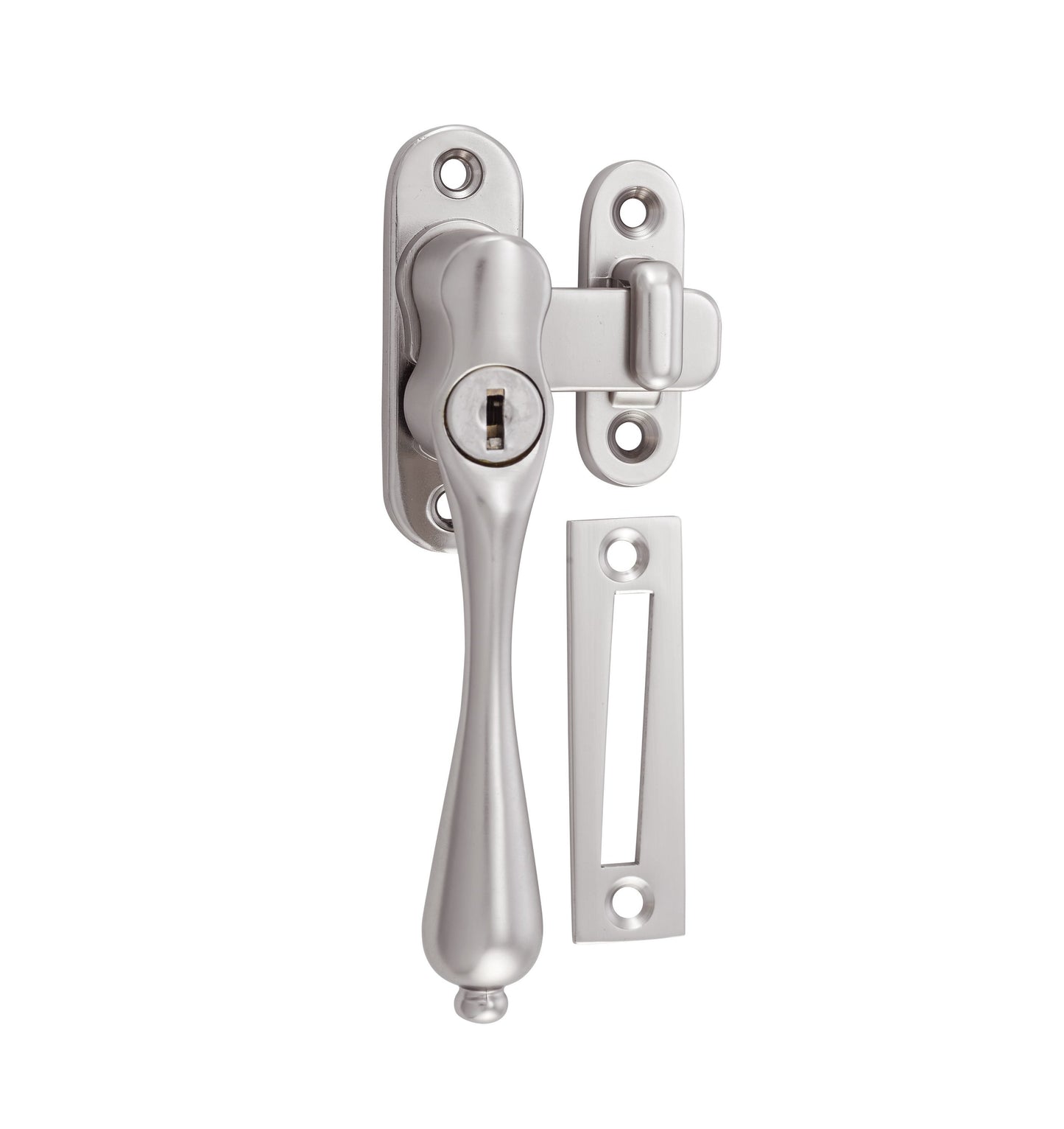 Locking Casement Fastener - Left Hand - Satin Nickel
