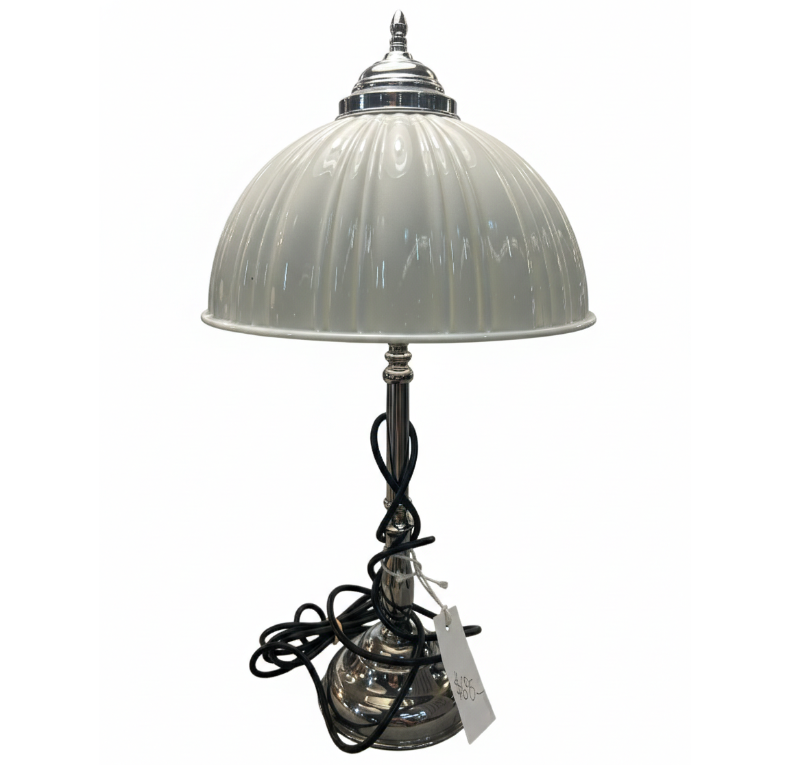 Ribbed Opaline Glass Table Lamp