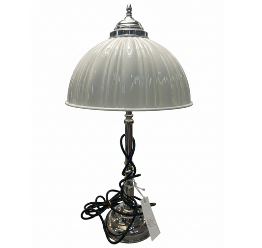 Ribbed Opaline Glass Table Lamp