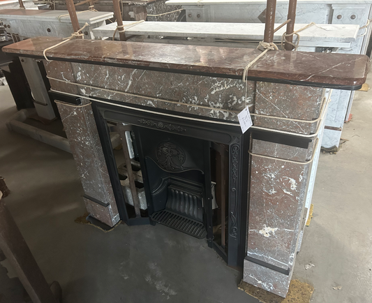 Range Marble Surround, Black Trim, Double Shelf