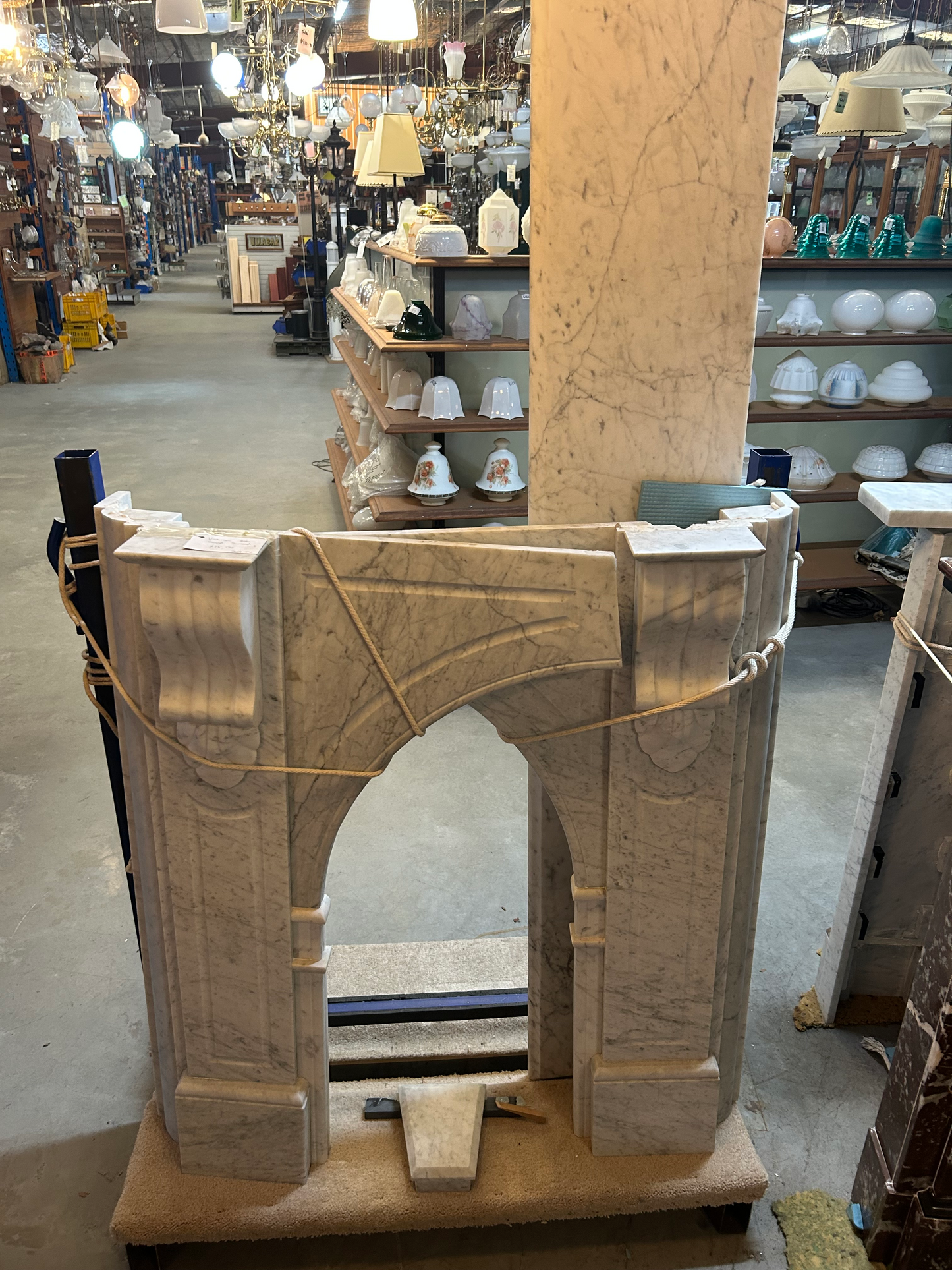Victorian Arched Curved Surround Marble Fireplace Mantel