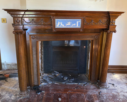 Neoclassical Jasperware Timber Fireplace Mantel