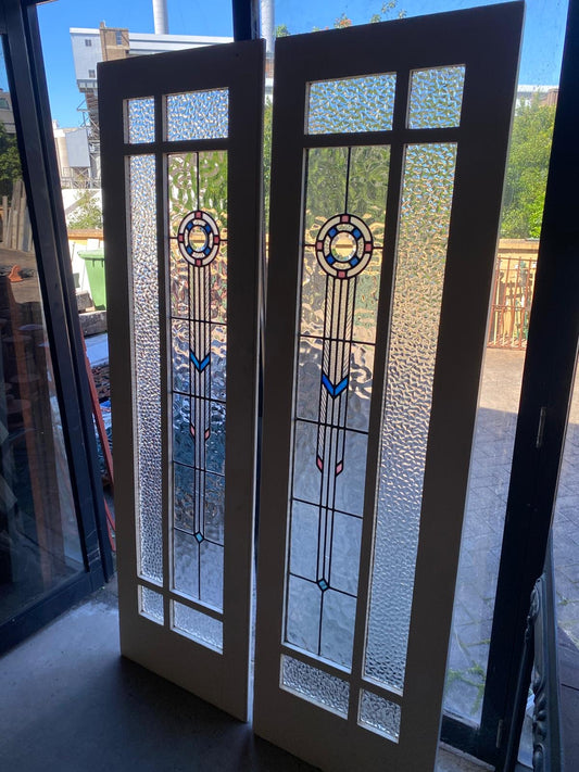 Pair of 1920s Leadlight French Doors