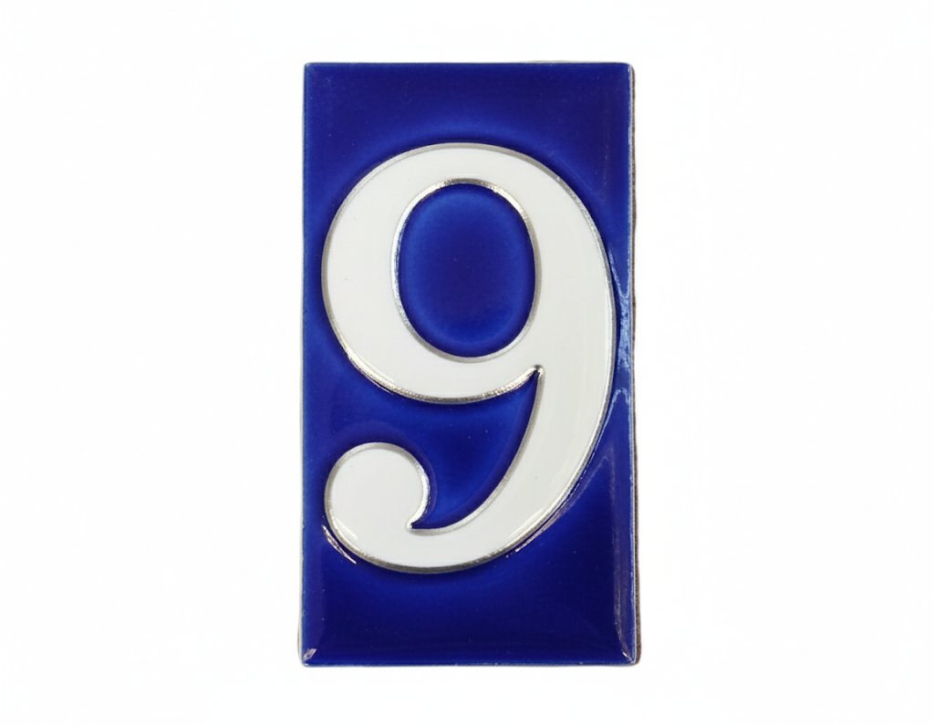 Number 9 - French Style Blue and White Numbers
