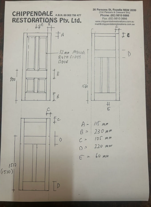 Federation Three Panel Door - 770x2040x36