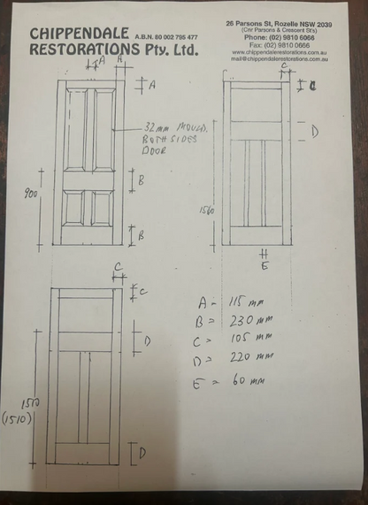 Bungalow 4 Panel Door - 820x2040x36