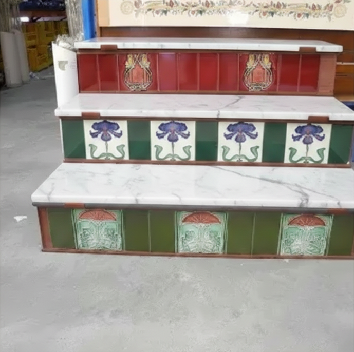 Bullnose Slate Step Treads - White Carrara