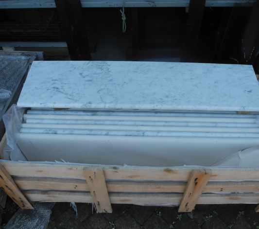 Bullnose Slate Step Treads - White Carrara