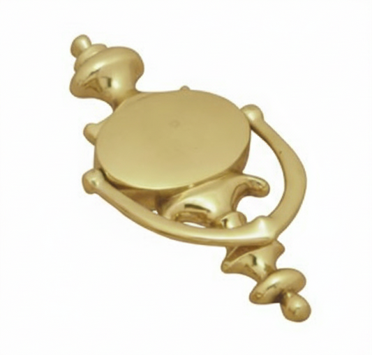 Edwardian door knocker in a bright, reflective polished brass finish, suitable for traditional and heritage homes.