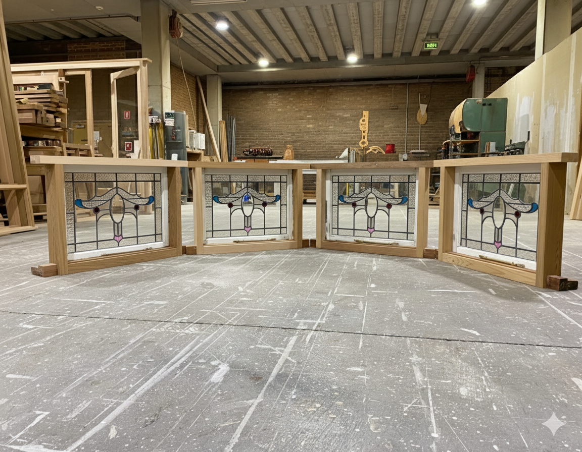 Four Leadlight Awning Windows New Cedar Frames Original Sashes