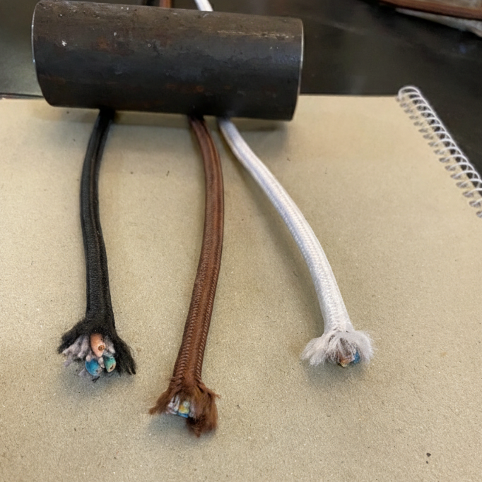 New Cotton Filled Electrical Cables in White Brown and Black, New in Sydney