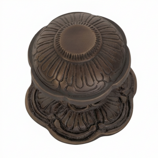 Ornate Centre Door Knob Antique Copper