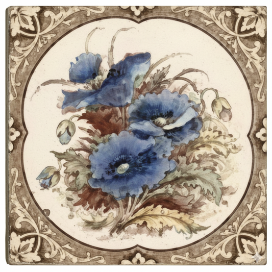 Blue Poppy WIth Borders Printed Edge, New in Sydney