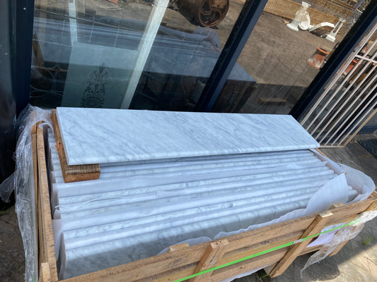 Bullnose Slate Step Treads - White Carrara