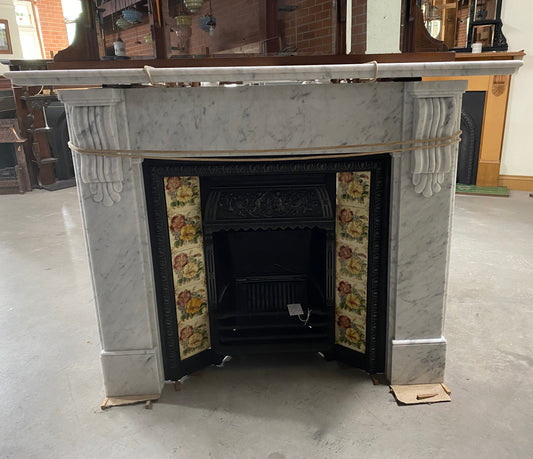 Carrara Victorian Corbelled Marble Fireplace
