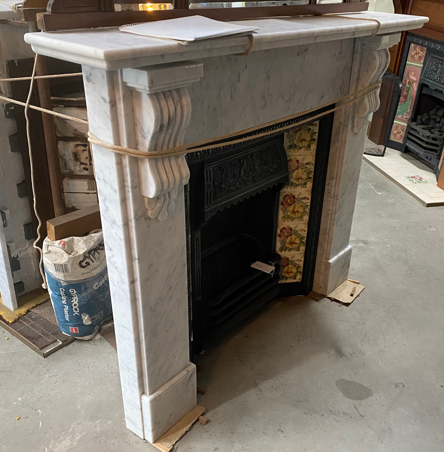 Carrara Victorian Corbelled Marble Fireplace