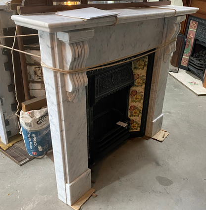 Carrara Victorian Corbelled Marble Fireplace