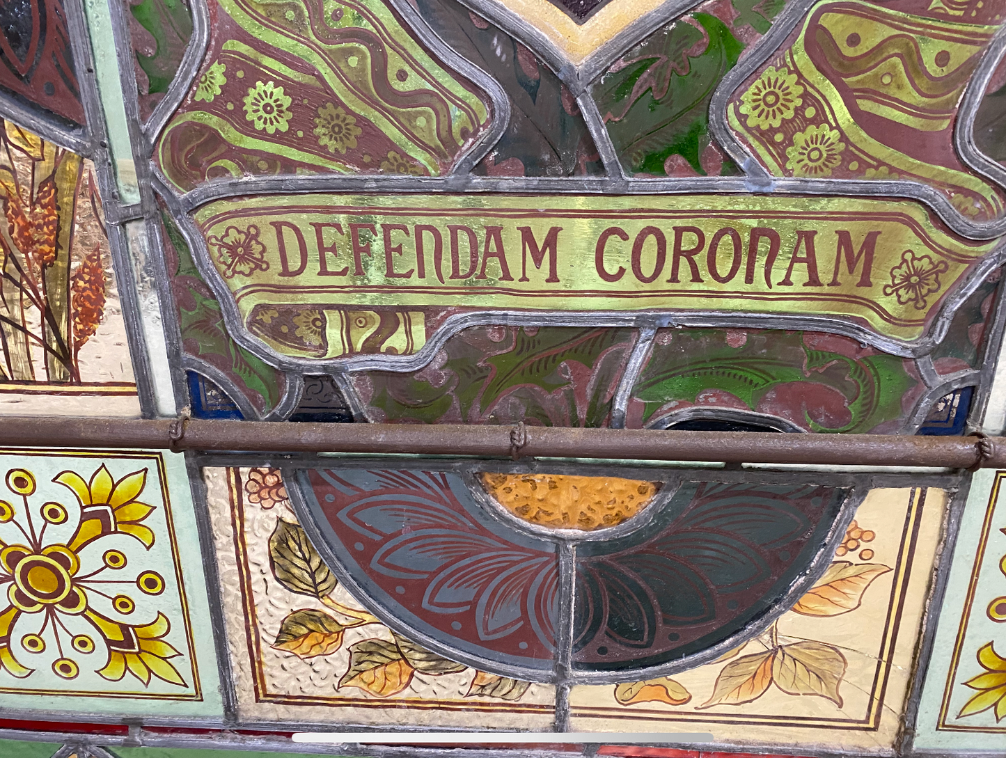 Circa 1880 "Defend the Crown" Staircase Window