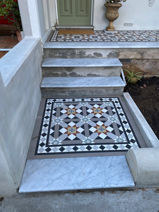 Bullnose Slate Step Treads - White Carrara