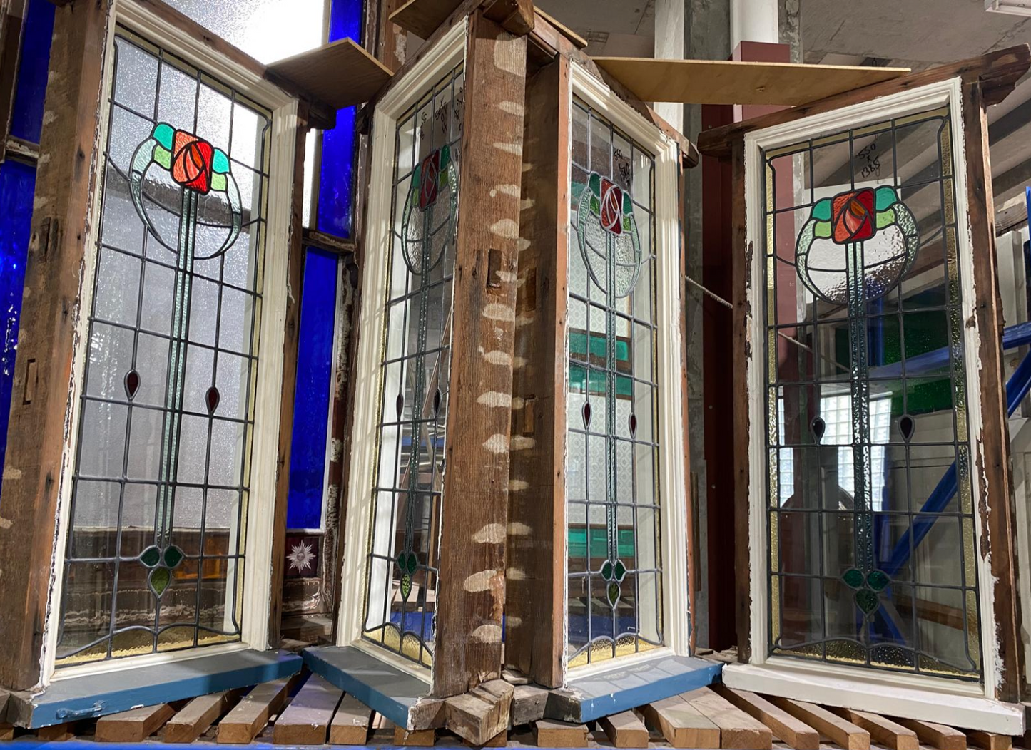 Set of 4 Fixed Leadlight Frames