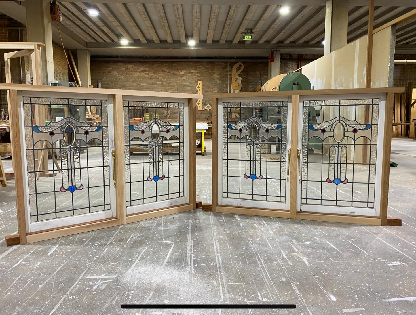 Two Double Casement Windows New Cedar Frames with original Leadlight Sashes