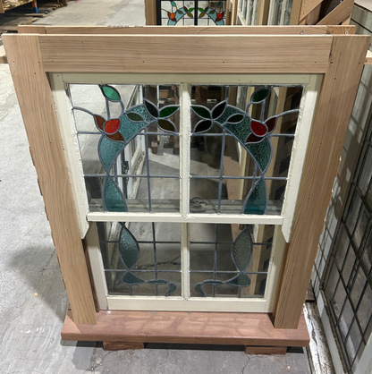 Pair Double Hung Leadlight Windows