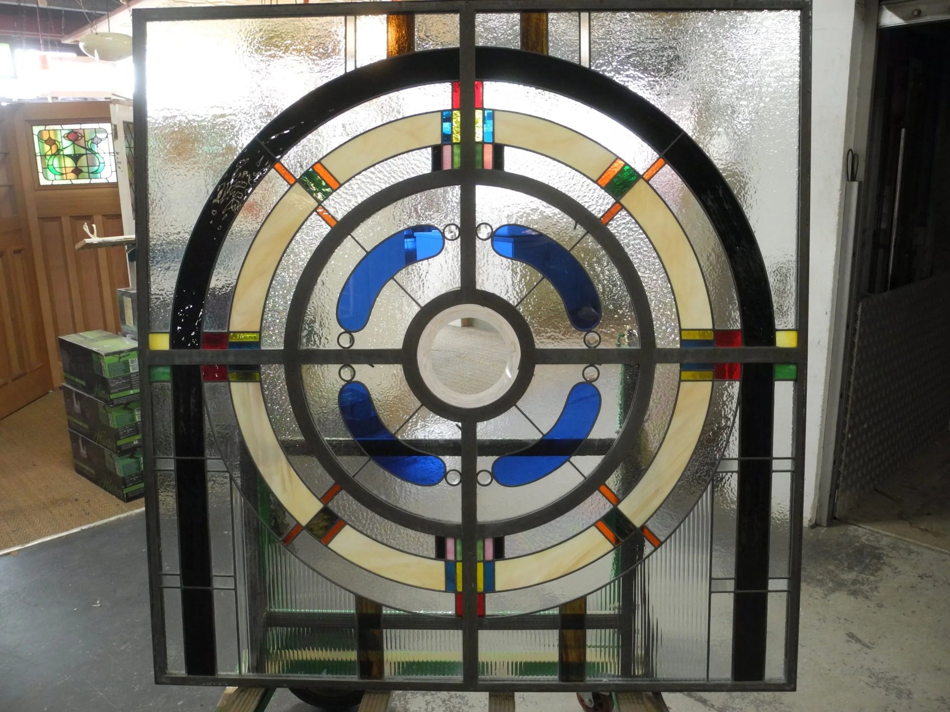 Large Leadlight Window | Original Vintage Sal... – Chippendale Restorations