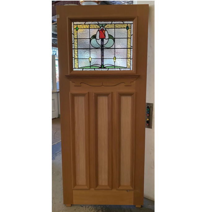 New Western Red Cedar Edwardian Style Front Door with Leadlight Panels