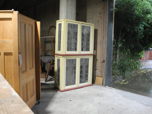 Pair Leadlight Bay Windows